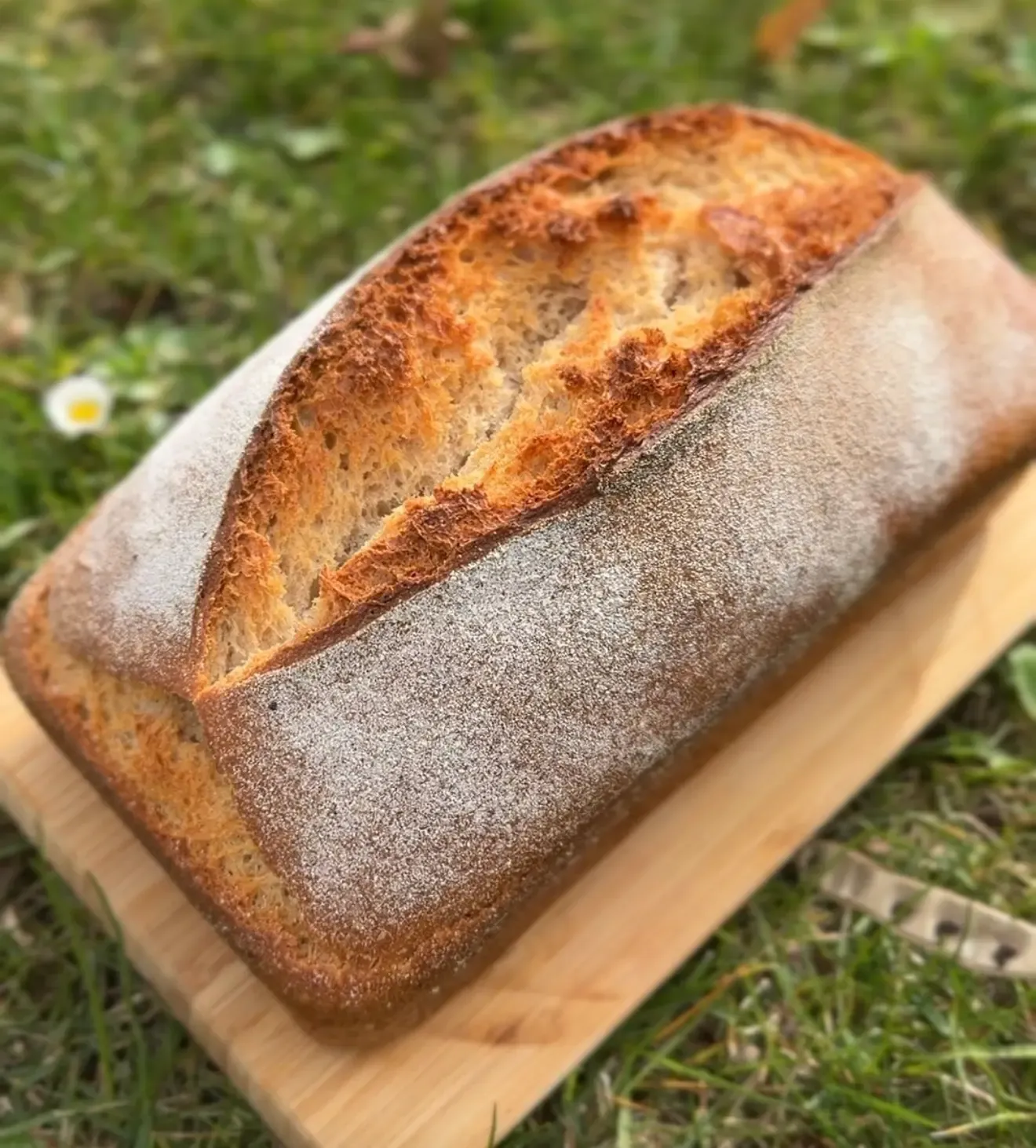 Zdjecie chrupiącego chleba orkiszowego na thangzongu na drewnianej desce do chleba